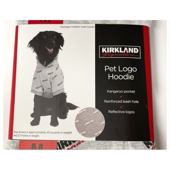 Costco Kirkland Signature Pet Logo Hoodie Gray Size M Dog 13"-16"Back/ 25-40 lbs - Picture 5 of 8